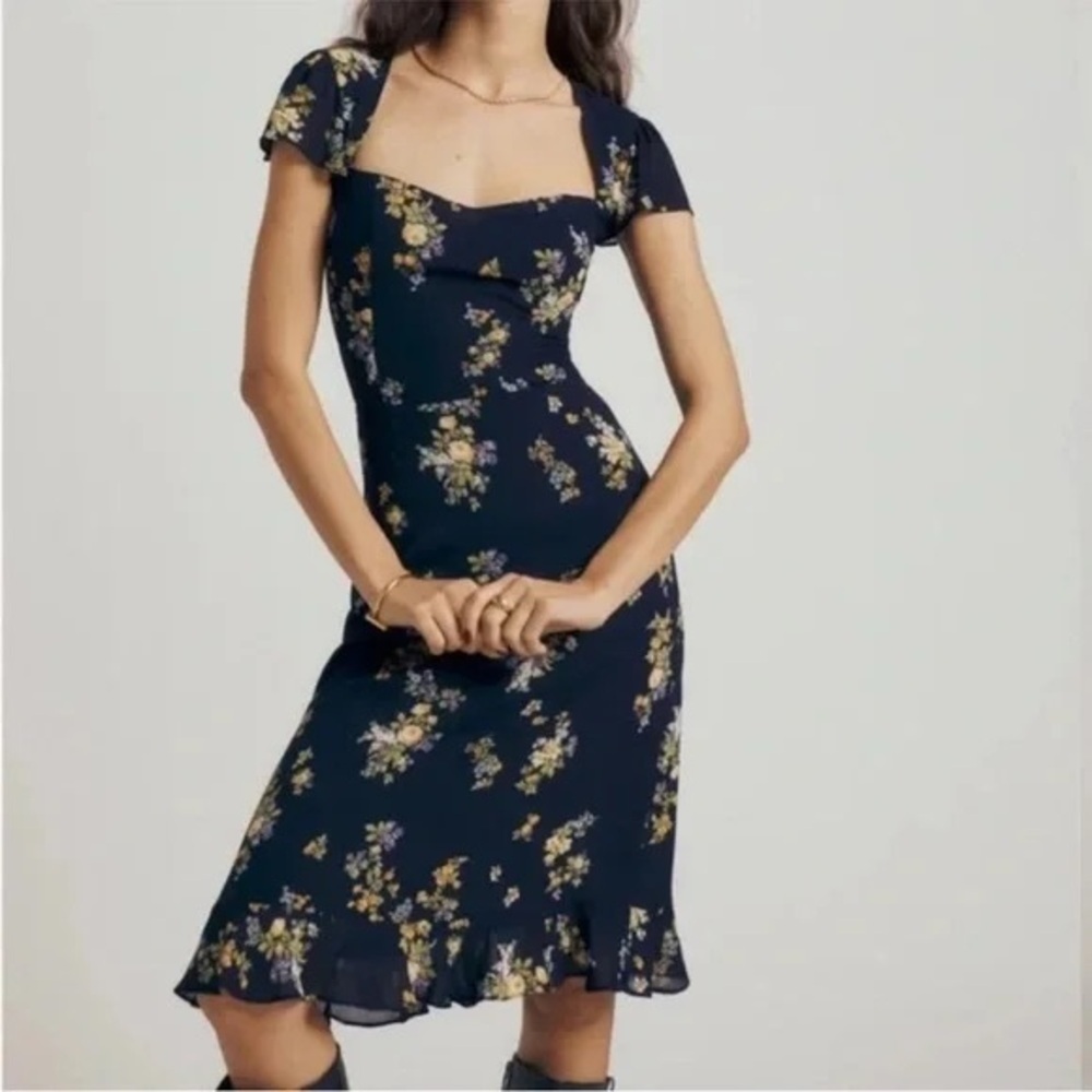 REFORMATION Rosi Sweetheart Neck Dress in Vittoria 10 - Picture 2 of 8
